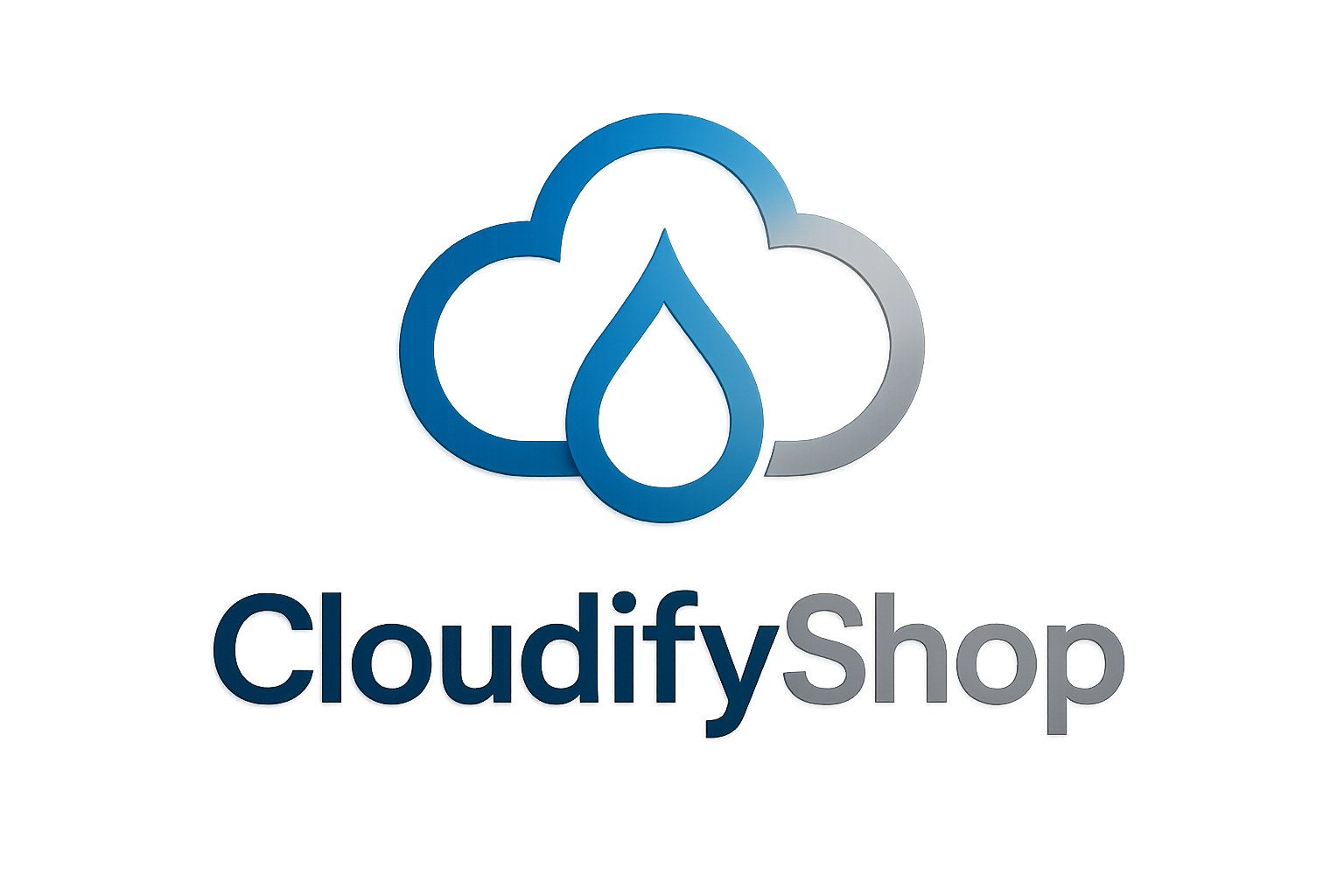 Сгенерируй мне логотип моего магазина CloudifyShop с немного элементом облака или капля,  чтобы сзади лого был фон прозрачным