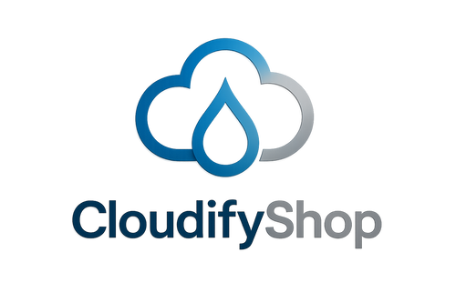 Сгенерируй мне логотип моего магазина CloudifyShop с немного элементом облака или капля,  чтобы сзади лого был фон прозрачным